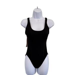 Andie Swim The Catalina Black One Piece Scoop Neck Swim Suit Sz XS Minimalist